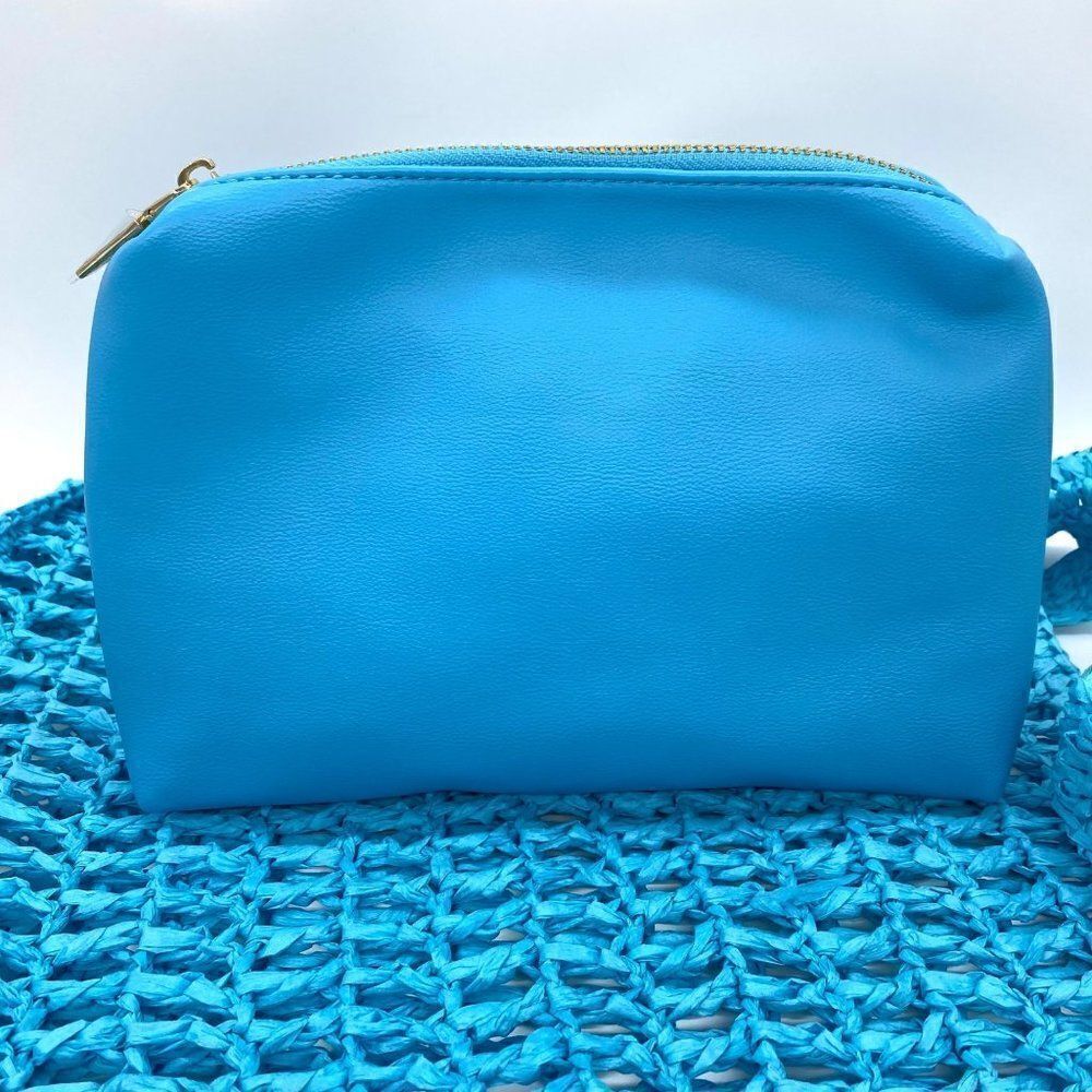 Aqua Crochet Tote Bag With Matching Pouch in Blue New - Picture 7 of 12